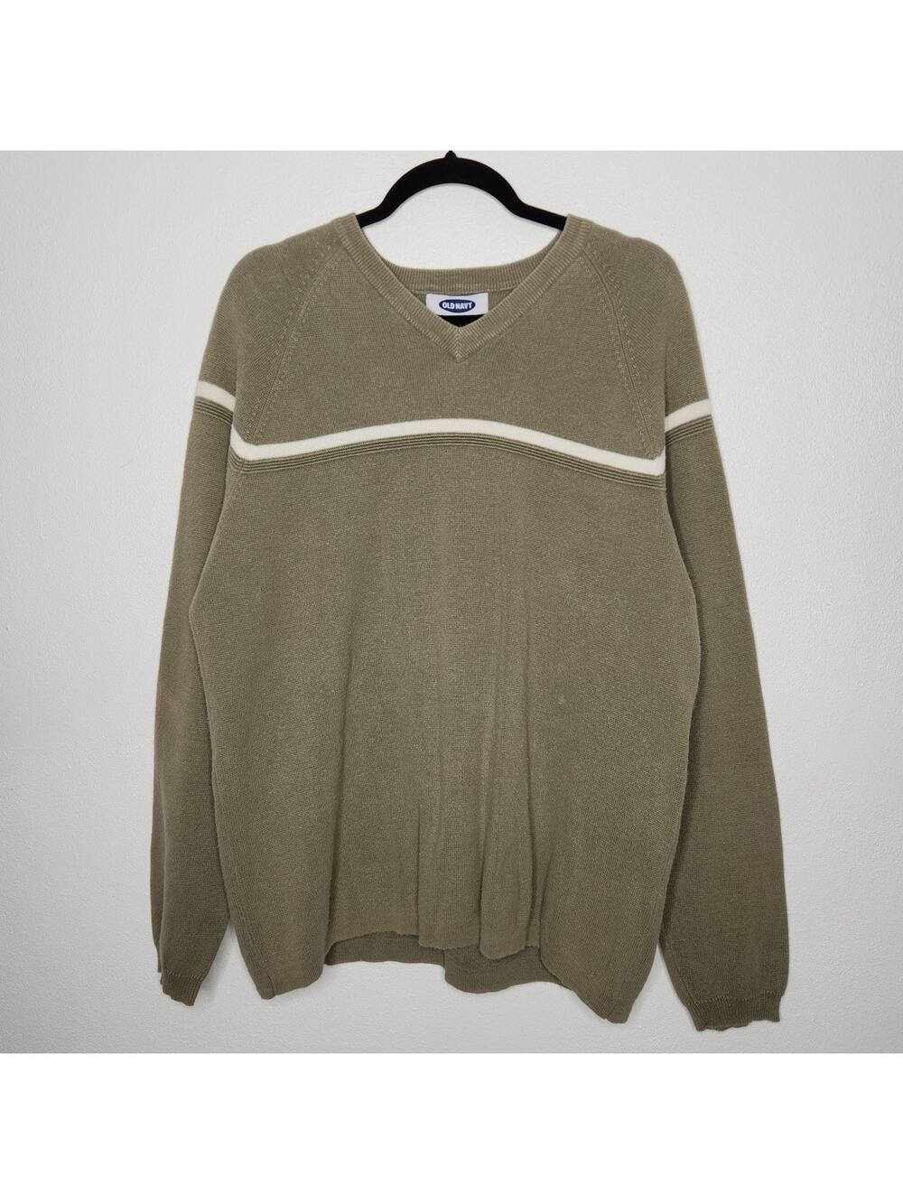 Vintage y2k Old Navy Stripe Sweater V Neck Large Grunge Skate Earth Tones